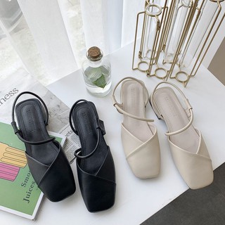[ Sẵn } Sandal nữ , Giày búp bê đế vuông quai chéo 2.5cm - Cam kết hàng Quảng Châu