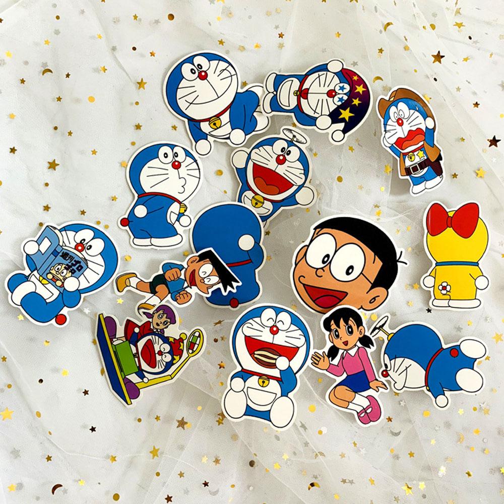 Nhãn Dán Trang Trí Sổ Tay Nhật Ký Hình Doraemon Màu Ngà