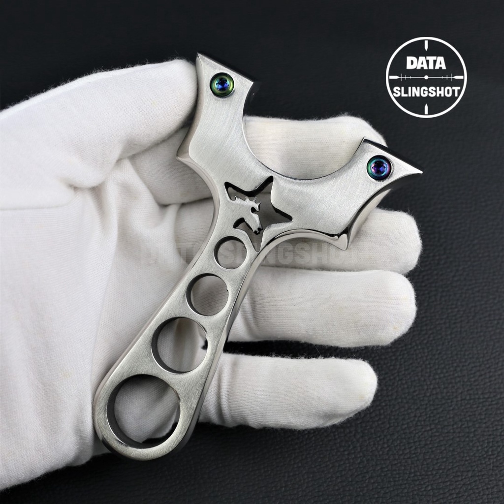 Ná Cao Su Inox CNC Sao Thiên Mã Chạc 7.5 Mài Bo Cạnh Hoàn Thiện gắn sẵn 2 ốc Titan +Nam Châm - Chạc kẹp - DATA SlingShot