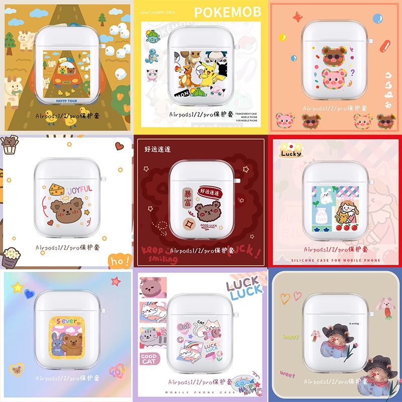 Vỏ Bảo Vệ Hộp Sạc Tai Nghe airpods 1 2 Pro 3rd Generation Pro 1/2 Trong Suốt Chống Sốc Họa Tiết Hoạt Hình Kiểu Nhật Hàn Dễ Thương