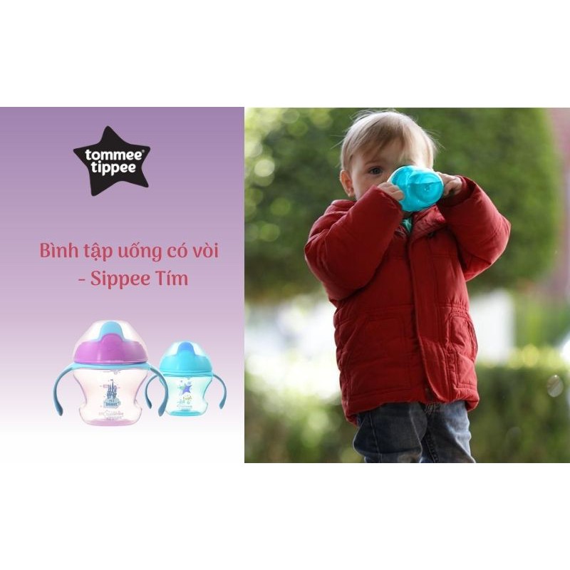 Bình tập uống có vòi cho bé Tommee Tippee First Sippee 150ml từ 4 tháng - Tím