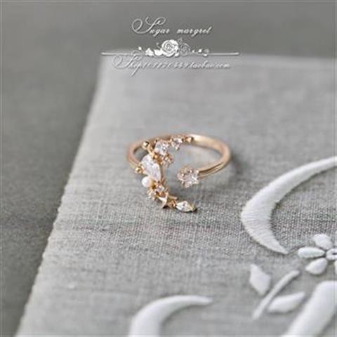 Mặt trăng và sáu đồng tiền Nhật Bản ánh sáng sang trọng tiên khí hình zirconium kim cương sao 925 sterling bạc m