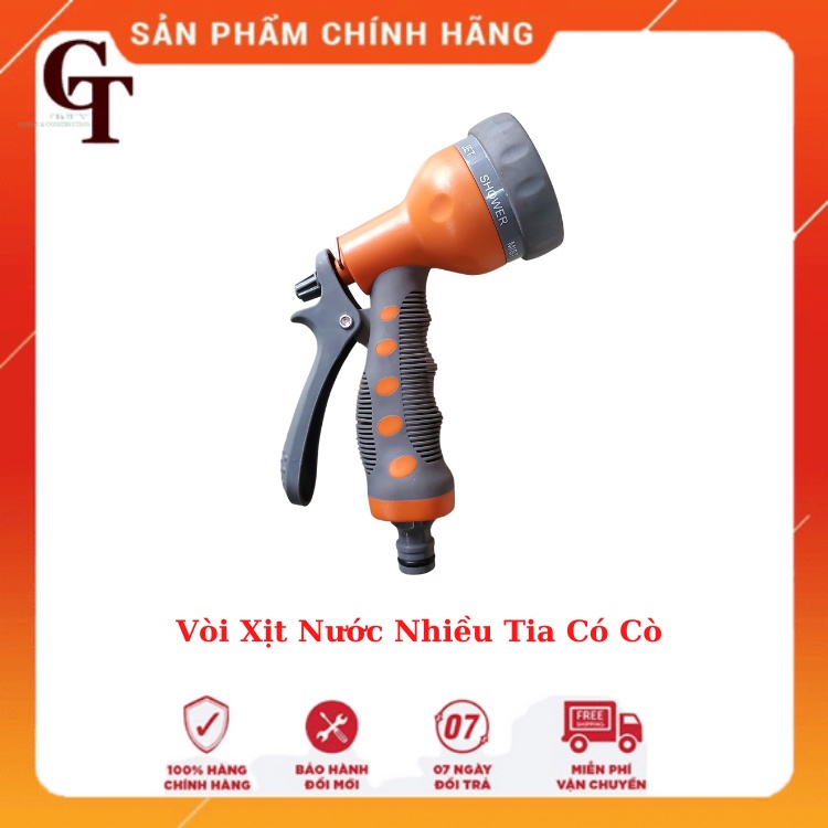Đầu Vòi Xịt Nước Tưới Cây, Rửa Xe Có Cò Phun Nhiều Tia
