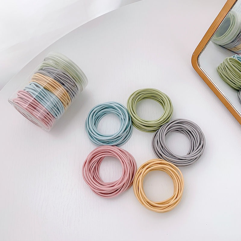 Bộ 100 Dây Cột Tóc Nhiều Màu Sắc Thời Trang Hàn Quốc Cho Nữ