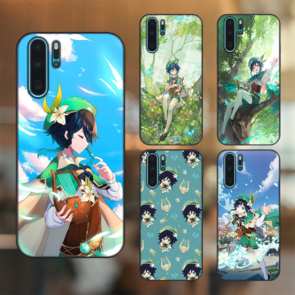 Ốp lưng Huawei P30 Pro viền đen in hình Venti Genshin Impact