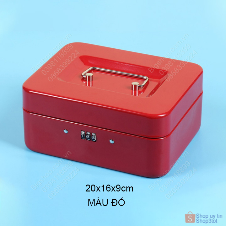 Hộp đựng đồ bằng sắt có khóa số, dùng để tiền, đồ trang sức, đồ cá nhân rất an toàn, loại 20x16x9cm