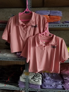 Áo Crop cổ bẻ thêu