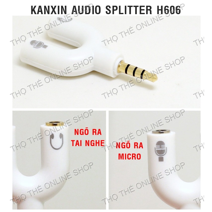 Jack chia mic và tai nghe KaiXin Audio Splitter H606 - CHÍNH HÃNG