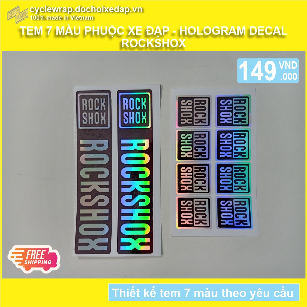 Tem decal 7 màu dán phuộc xe đạp địa hình ROCKSHOX | ROCKSHOX MTB Hologram Decal | CycleWrap