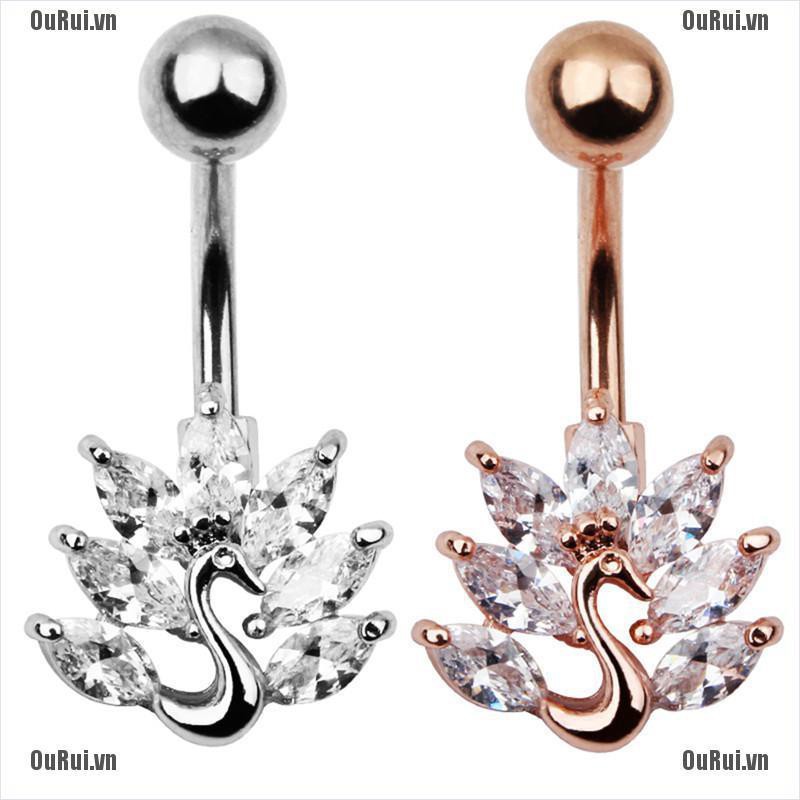 Khuyên Rốn Hình Chim Công Dễ Thương