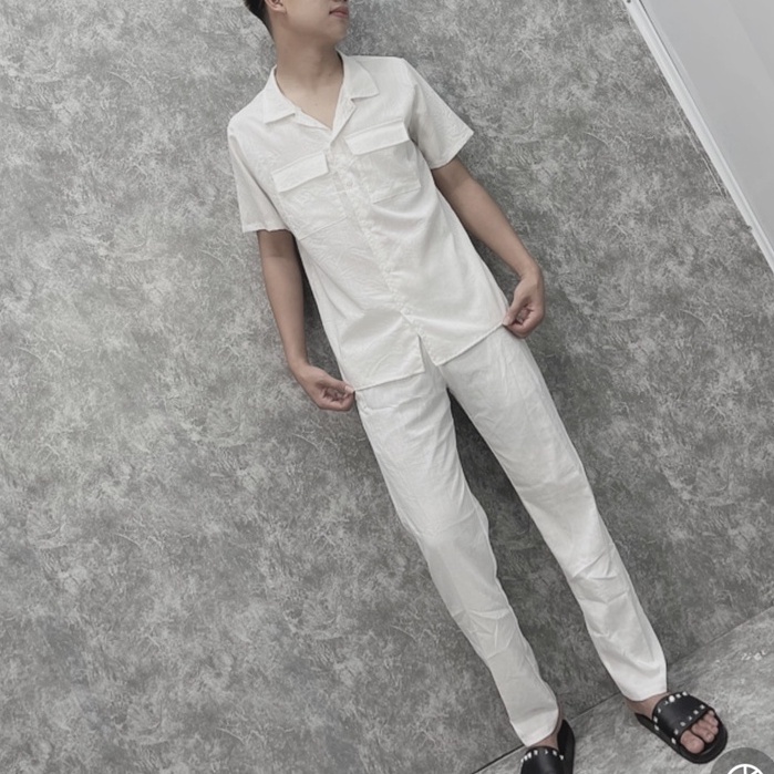 Bộ Đũi Nam Dài,Chất Liệu Vải Cotton Thun Lạnh Co giãn Nhẹ Sang Trọng