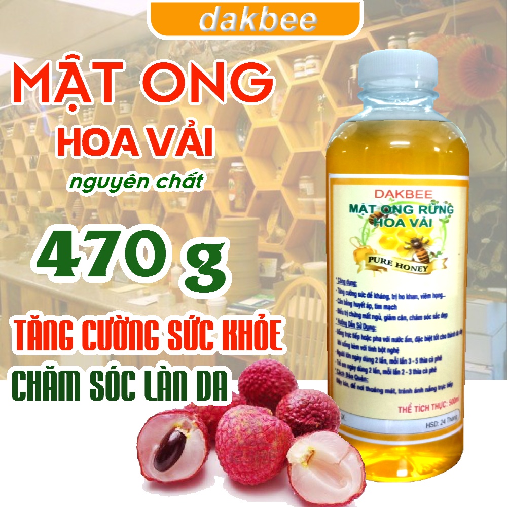 470g mật ong rừng hoa vải nguyên chất - daklak- [dakbee]