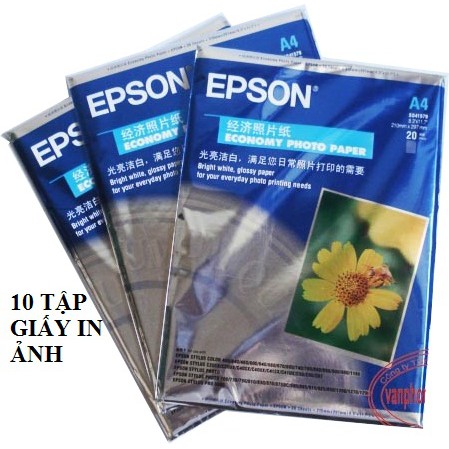 Bộ 10 tập Giấy in ảnh 1 mặt EPSON -A4 ( 20 tờ/1 tập )