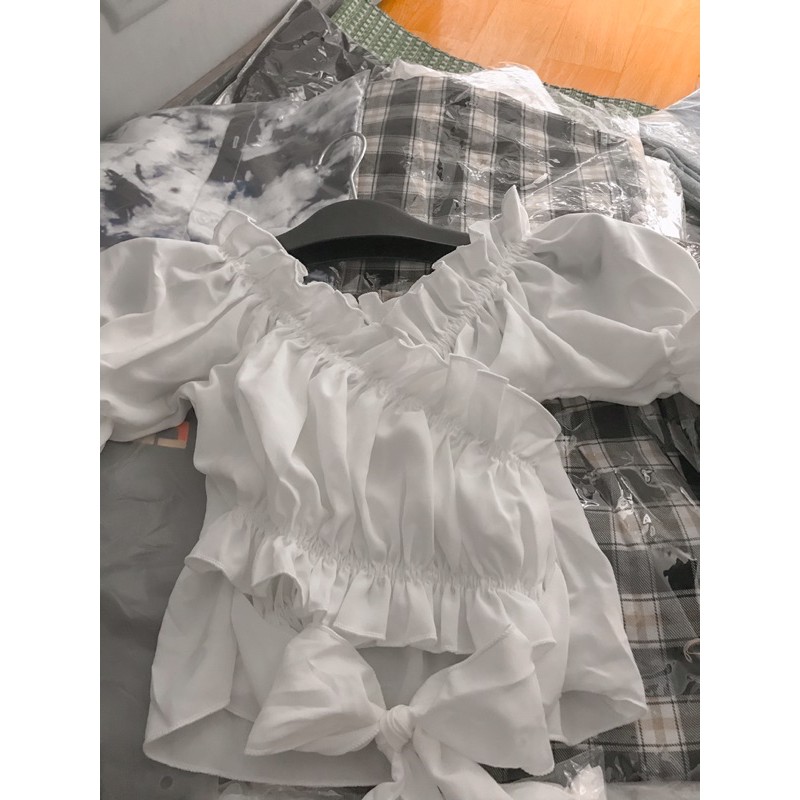 (Ảnh Thật) Áo Bánh Bèo Nữ Có Nơ Buộc Eo Xinh Xắn | BigBuy360 - bigbuy360.vn