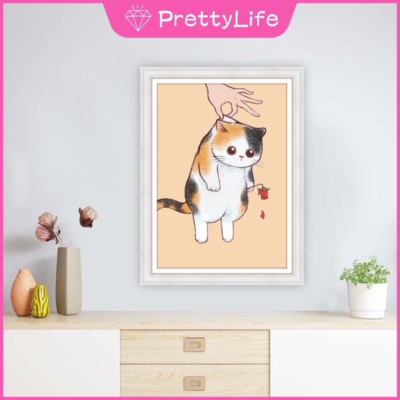 Tranh đính đá 5D tự làm hình mèo con 30x40cm/40x50cm