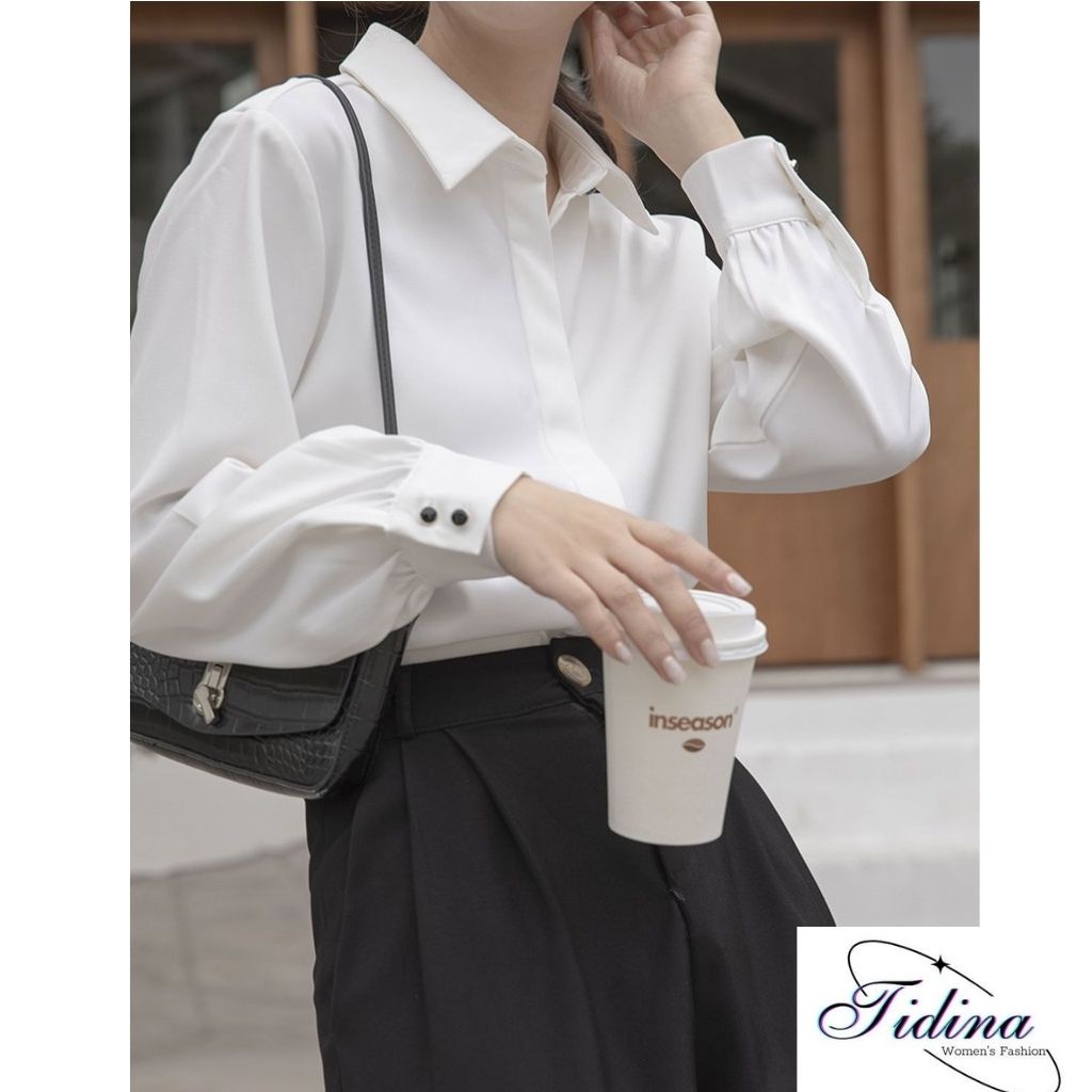 Áo Sơ Mi Nữ TIDINA  form rộng trơn basic unisex áo sơ mi kiểu hàn quốc dài tay công sở thời trang cao cấp