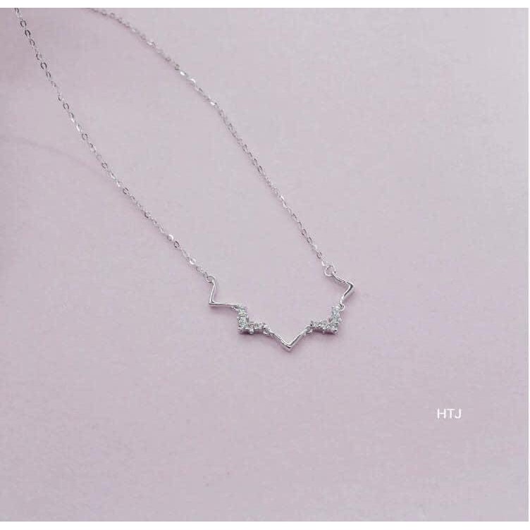 Dây chuyền nữ bạc dạng sóng gắn đá nhỏ / Vòng cổ zic zac bibi silver