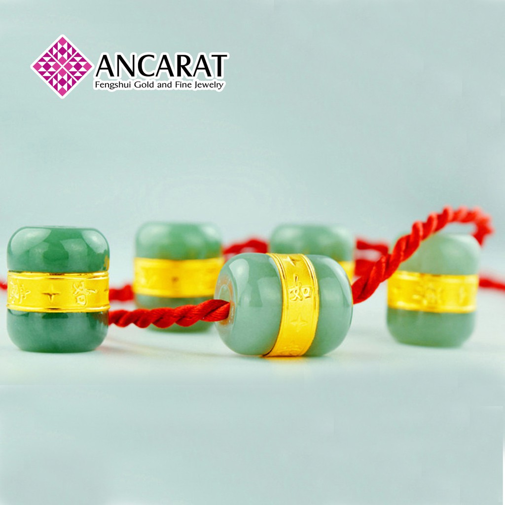 ANCARAT - Charm Ngọc bích bọc vàng