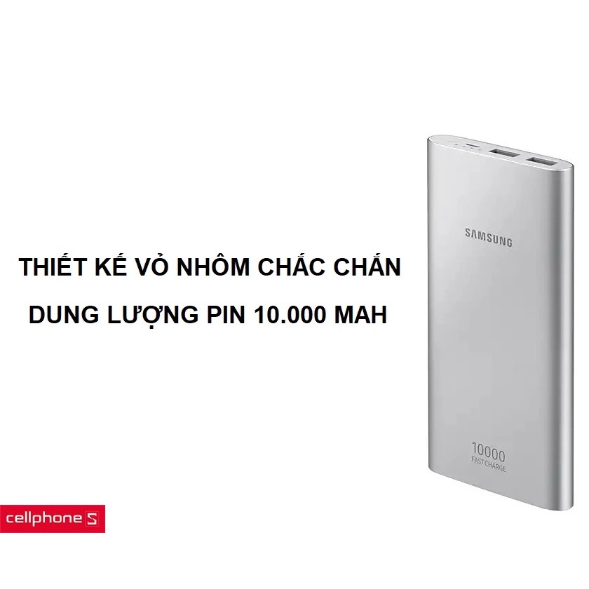 Sạc dự phòng Samsung Fast charger 10.000mAh Type-C (mẫu mới 2020) , Hỗ Trợ Sạc Nhanh , Vỏ Nhôm  - Hàng chính hãng