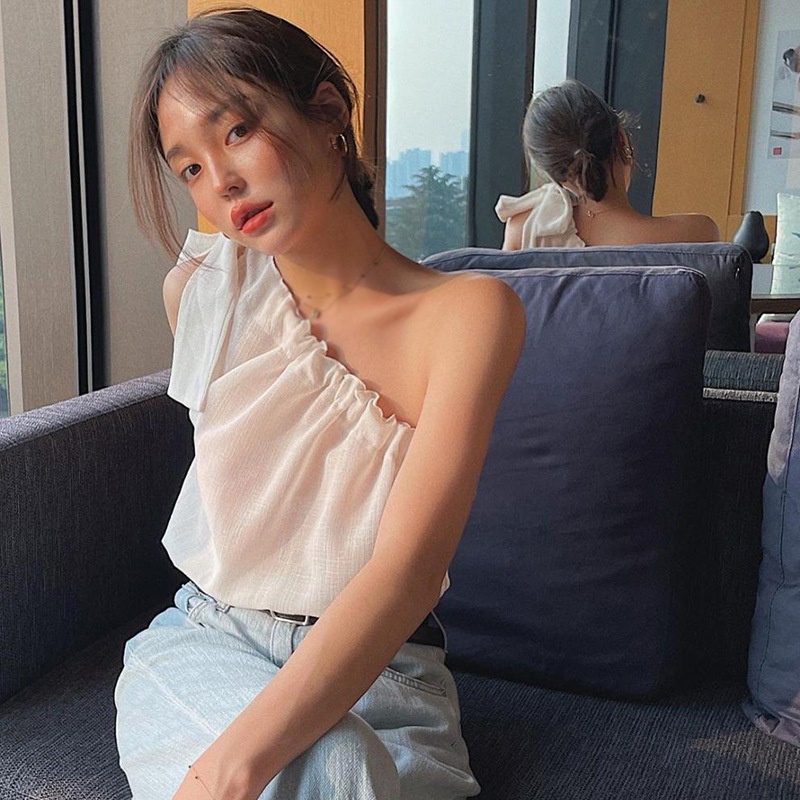 Áo Thun Nữ Ngắn Tay Thắt Nơ Màu Trơn Thời Trang Hàn Quốc