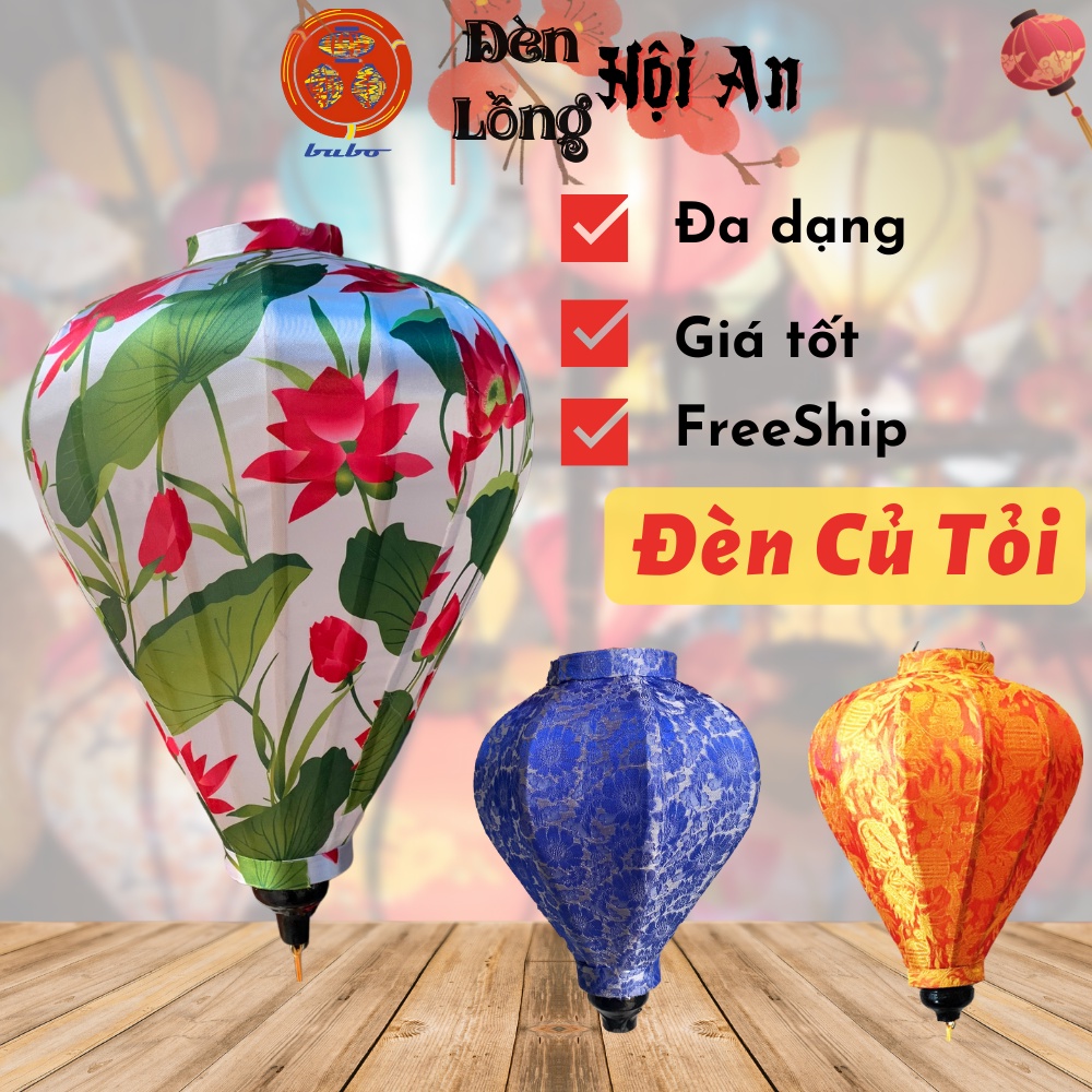 Đèn lồng hội an,lồng đèn trang trí bằng tre,vải đỏ,hình củ tỏi,size 10,20,30,40,45,60cm