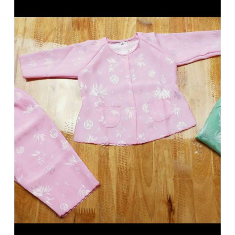 Bà ba vải gấm lá tre cho bé gái