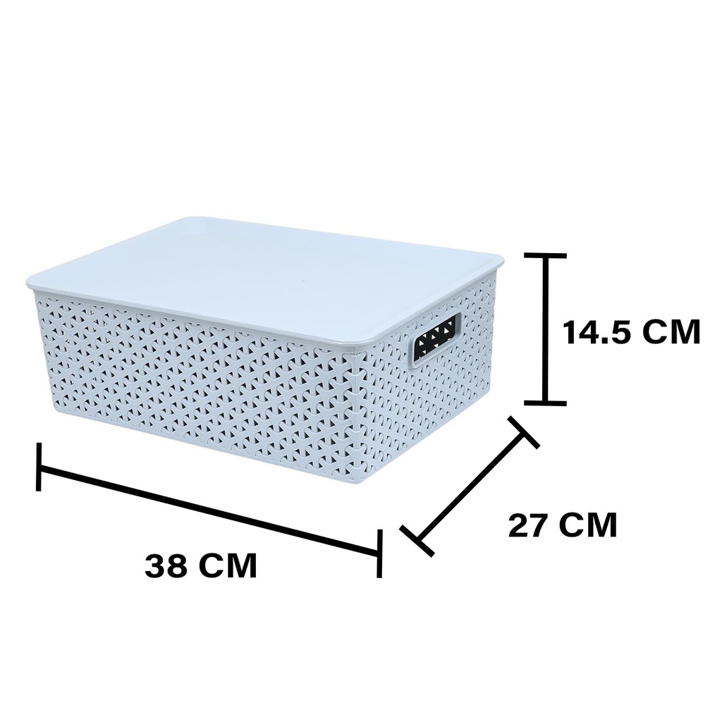 HomeBase PLIM Giỏ đựng đồ nhựa có nắp Size M Thái Lan W38xD27xH14.5 Cm Xanh dương