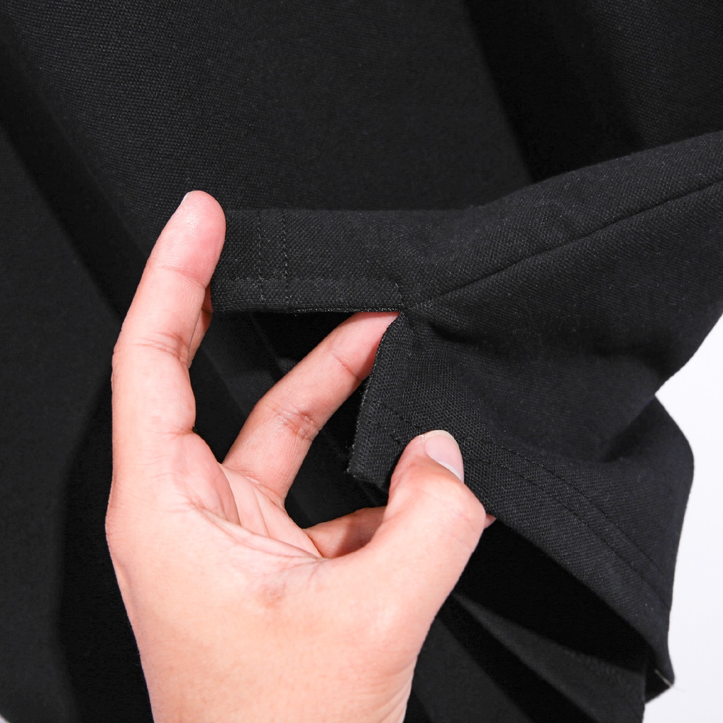 Áo Thun Polo Nam Vải Cotton Cá Sấu Màu Đen Quý Phái, Đen
