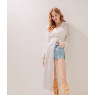 Áo sơ mi dài xẻ tà cá tính nữ Air Space 2030121039