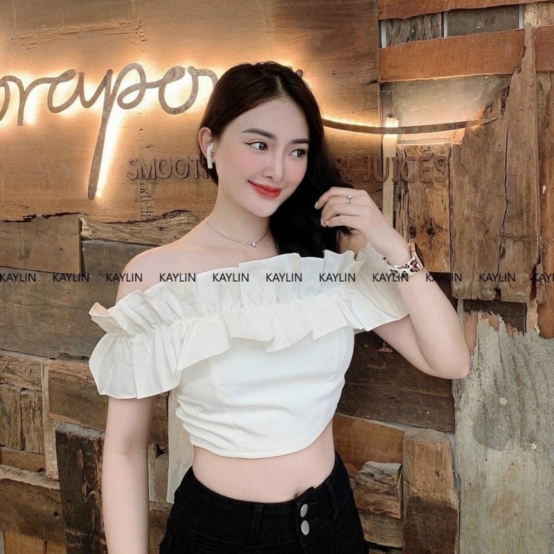 Áo croptop kiểu tay phồng trễ vai form ngắn điệu đà siêu hot dễ thương gợi cảm sexy T | BigBuy360 - bigbuy360.vn