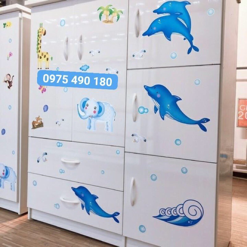 Decal dán tủ hình cá tranh dán tường trang trí decor phòng ngủ cho bé như Hàn Quốc, tấm giấy sticker . | BigBuy360 - bigbuy360.vn
