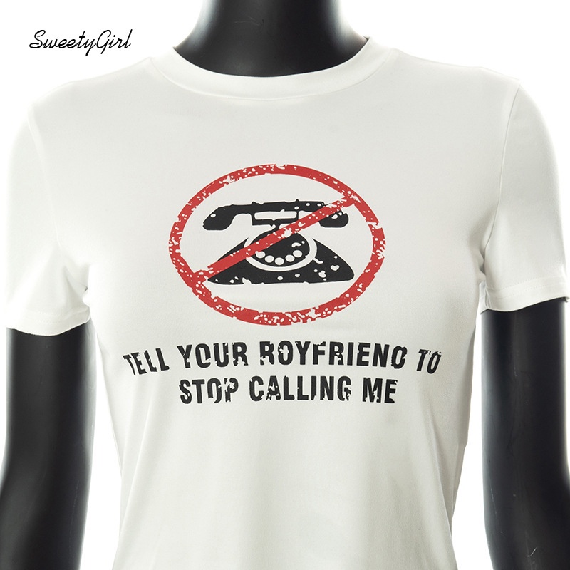 Áo Croptop Ngắn Tay Cổ Tròn In Chữ Phong Cách Đường Phố Thời Trang Cho Nữ