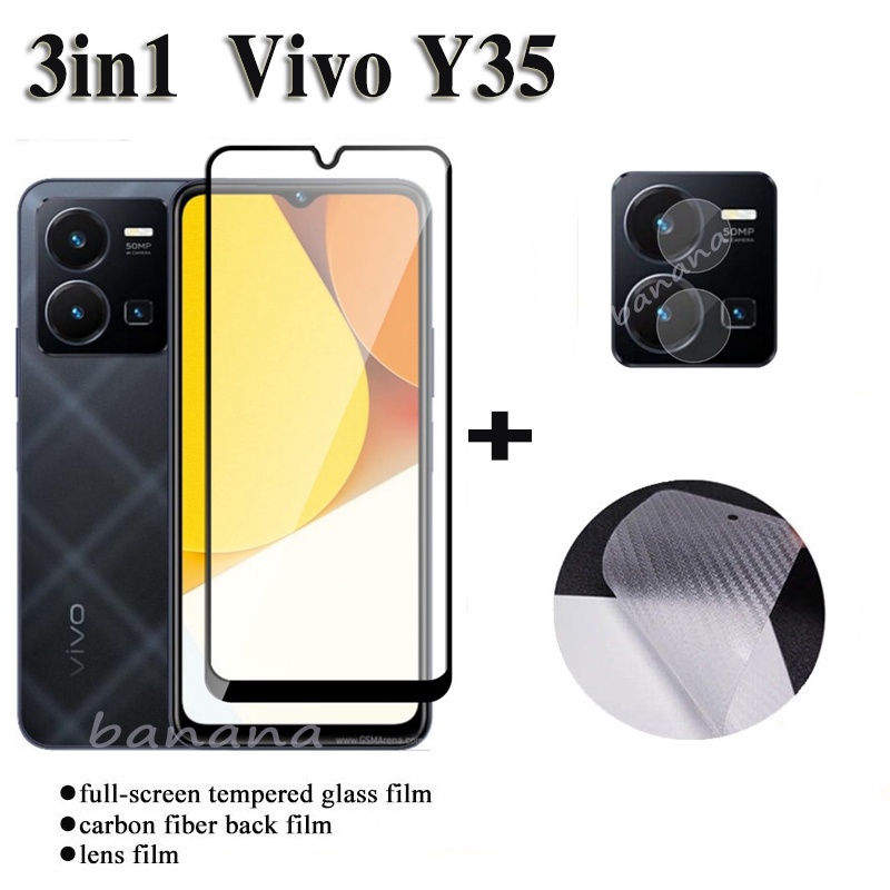 Kính Cường Lực 3 Trong 1 Bảo Vệ Toàn Màn Hình Cho Vivo Y22 / Y22S Y35 Y02S Y12A Y12S Y12i Y21T Y21 Y01 Y15S Y15A Y73 Y33S Y76