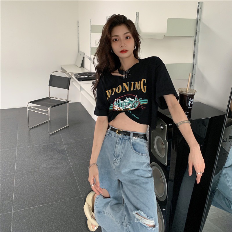Áo Thun Nữ Ngắn Tay In Hình Thời Trang Hàn Quốc