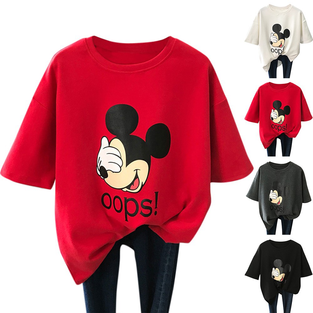 Áo thun tay ngắn in họa tiết chuột Mickey phong cách Hàn Quốc thời trang