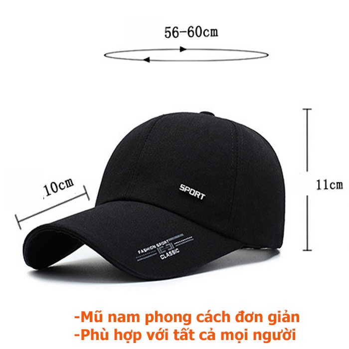 Mũ Lưỡi Trai Nón Lưỡi Trai Nam Thời Trang Sport vải cotton thoáng mát