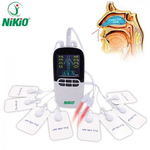 Máy massage xung điện Nikio NK-102 - Đèn hồng ngoại trị liệu mũi - 8 miếng dán