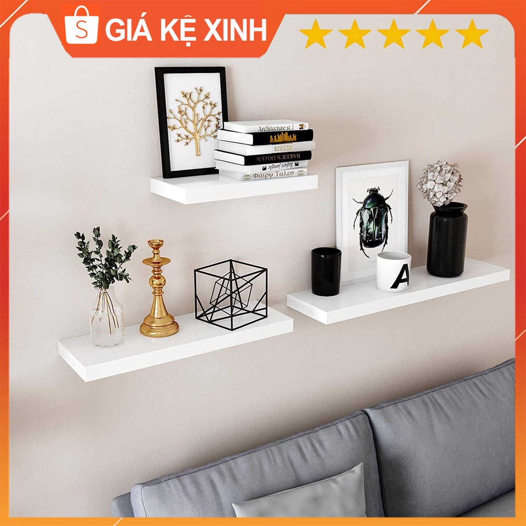 Kệ gỗ trang trí treo tường TopV decor thanh gỗ ngang gắn tường mini phòng khách phòng ngủ để cây cảnh Giá kệ xinh