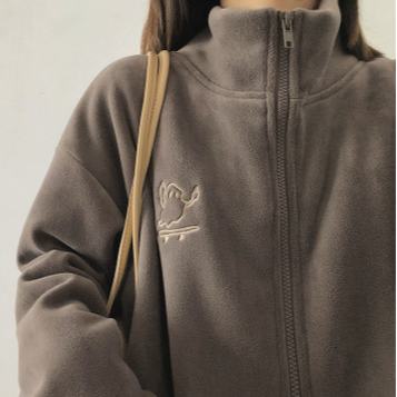 Áo khoác tay dài may bằng vải len cashmere giữ ấm vào mùa đông đơn giản đa năng cho nữ có dây kéo nhiều màu