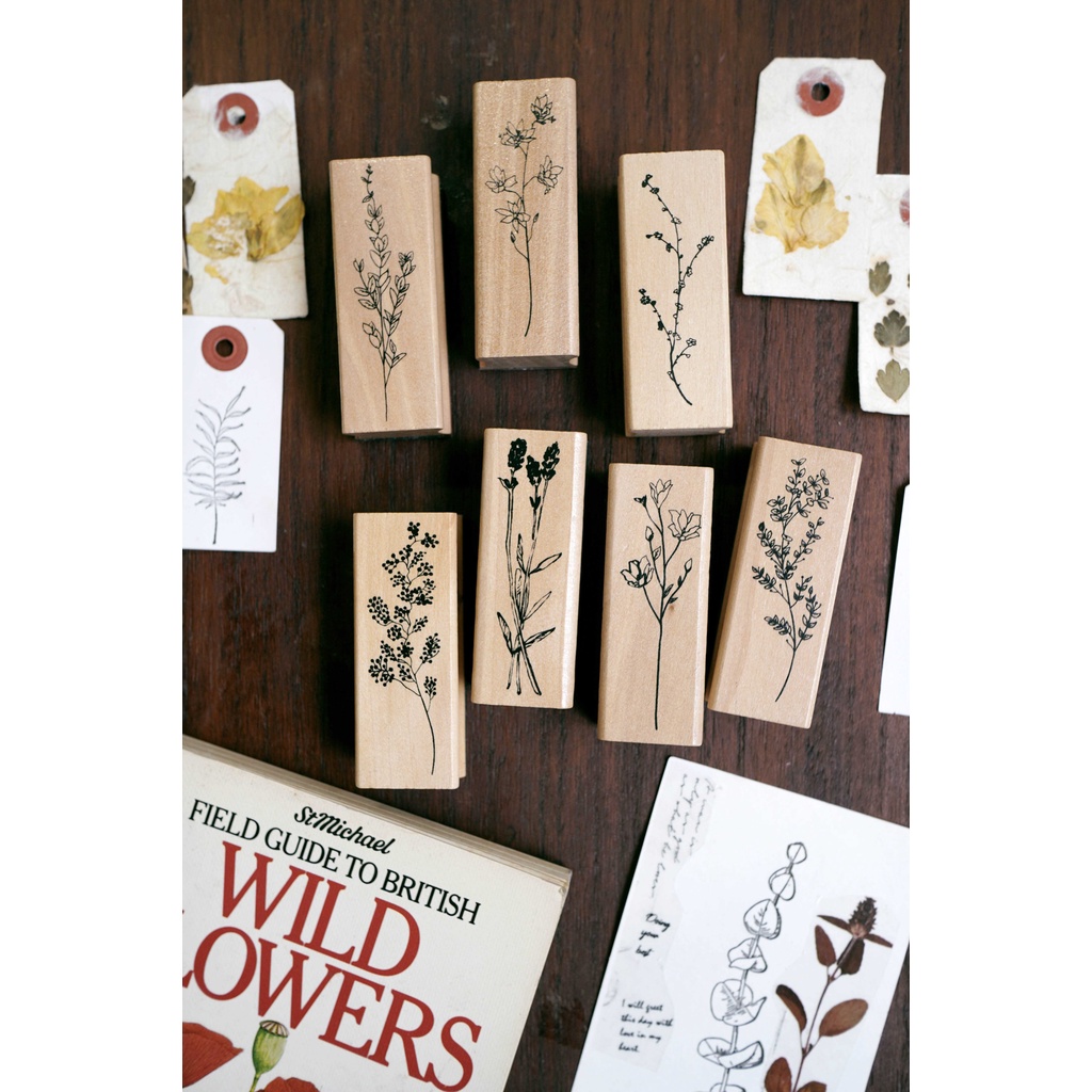Con dấu gỗ - bộ Wild flowers