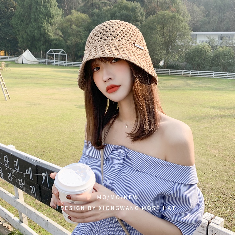 Mũ Bucket Dệt Kim Hở Lỗ Phong Cách Hàn Quốc Thời Trang Xuân Hè Cho Nữ