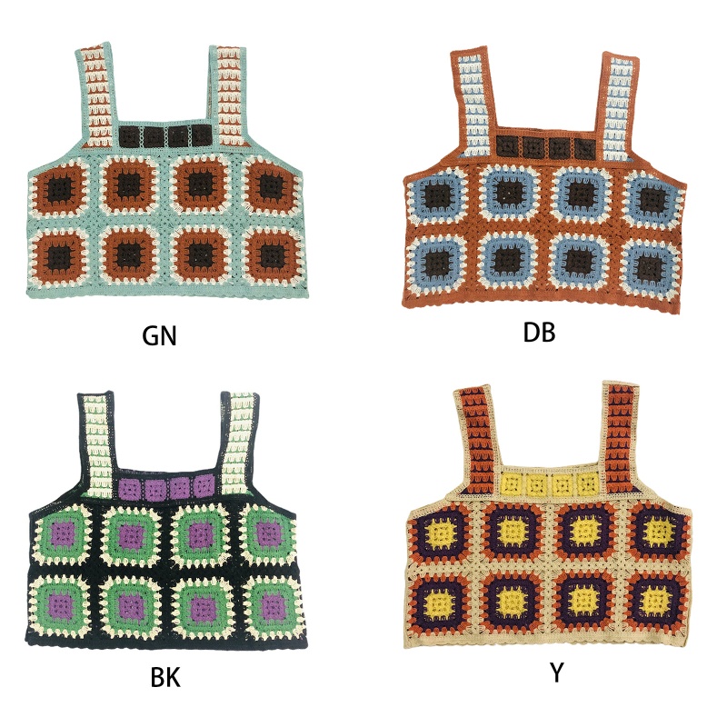 Youyo Áo Croptop Dệt Kim Không Tay Nhiều Màu Sắc Phong Cách Boho Cho Nữ Ves