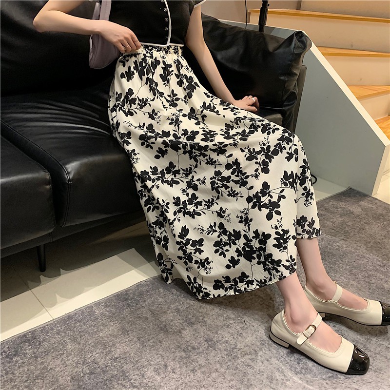 Chân Chân Váy Midi Lưng Cao Họa Tiết Hoa Thời Trang Mùa Hè Phong Cách Hàn Quốc | BigBuy360 - bigbuy360.vn