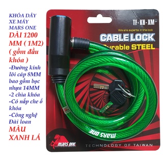 Khóa dây xe máy dài 1M2 đường kính dây 15mm Mars One