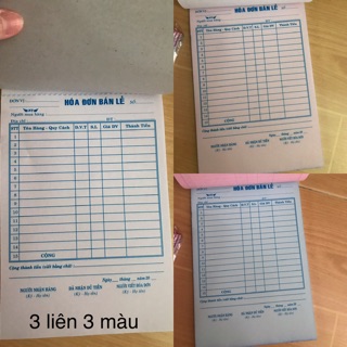Hoá đơn bán lẻ 3 liên 13*19