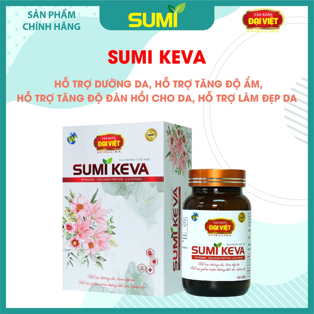 Tảo xoắn Đại Việt Thực phẩm bảo vệ sức khỏe Sumi Keva Viên uống Spirulina Hỗ trợ dưỡng da. Lọ 100v