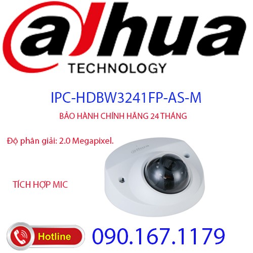 Camera IP Dome hồng ngoại 2.0 Megapixel DAHUA DH-IPC-HDBW3241FP-AS-M