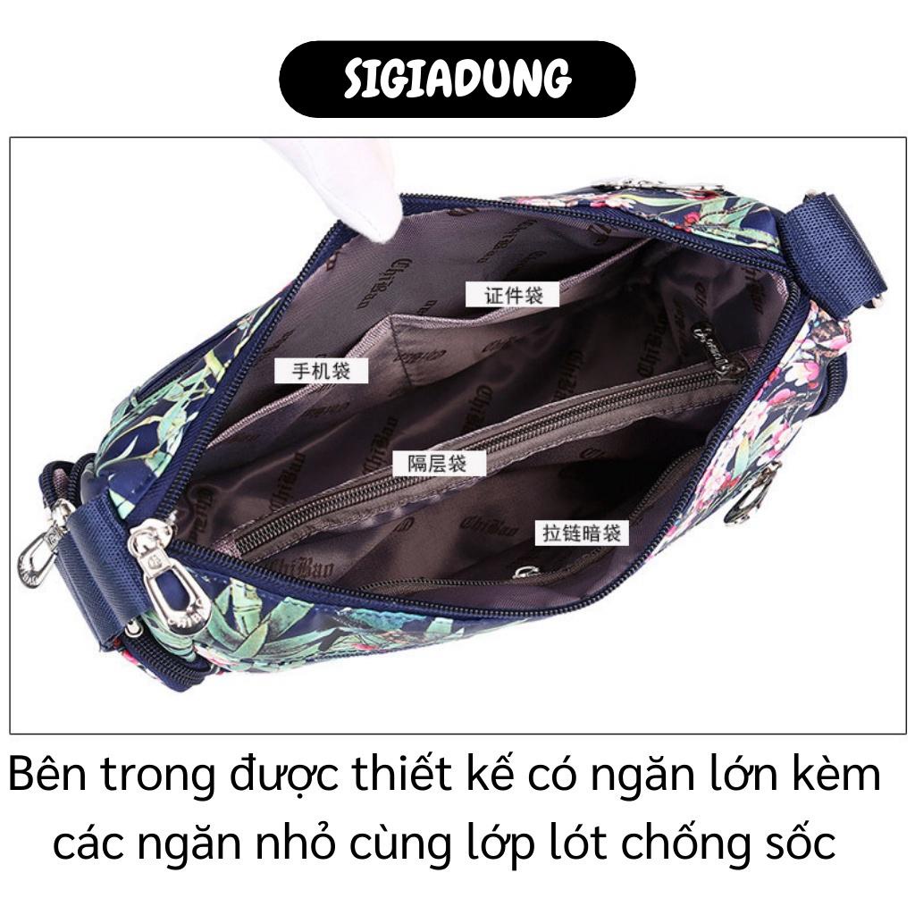 [SGD] Túi Đeo Chéo Cỡ Lớn - Túi Du Lịch Chống Thấm Nước, Nhiều Ngăn Họa Tiết Hoa 7318