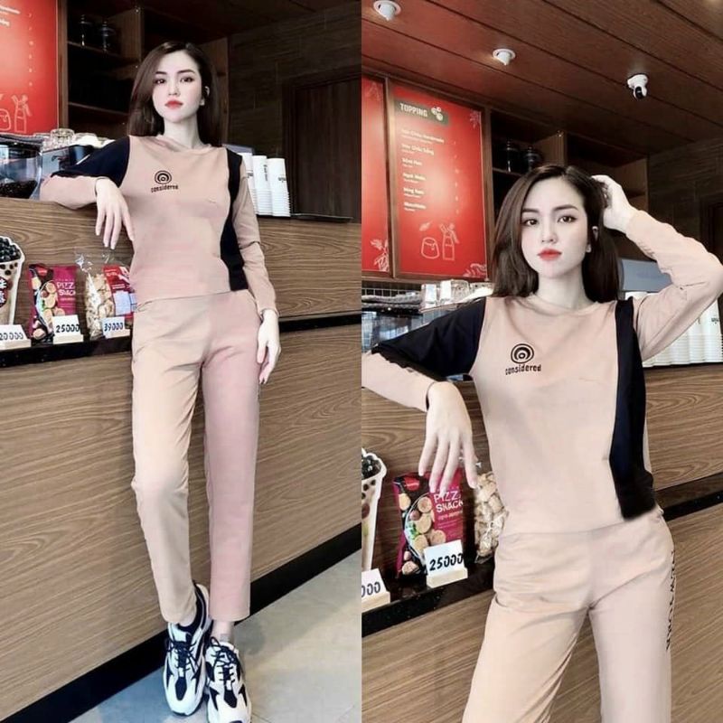 HARA Bộ cotton nữ dài tay, quần dài, bộ nữ mặc nhà
