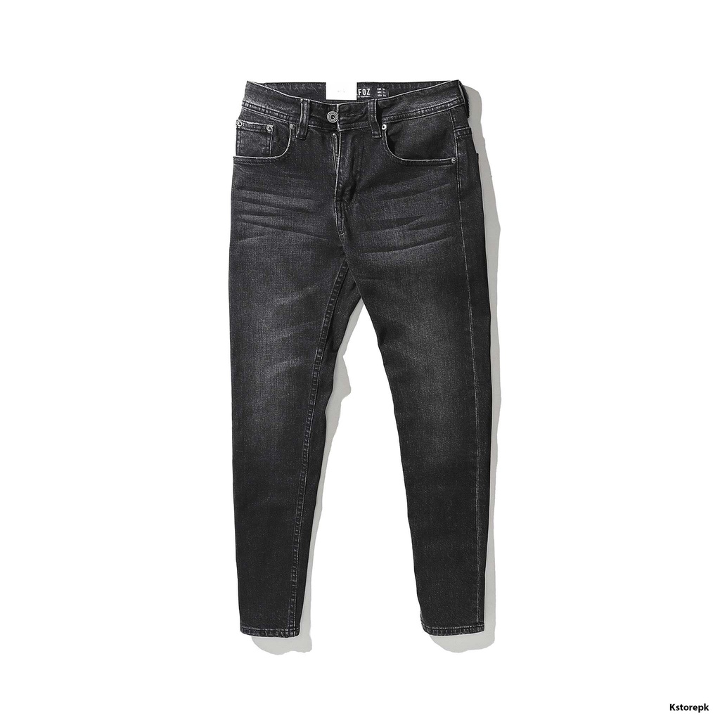 Quần jean nam cao cấp xám đậm wash dáng slimfit co giãn KSTORE JRF220159